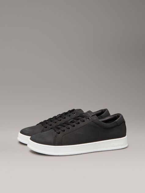 Black Leather Trainers  Men