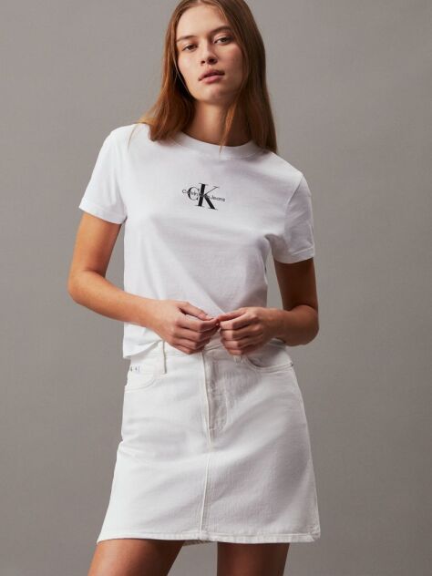 White High Rise Denim Mini Skirt  Women