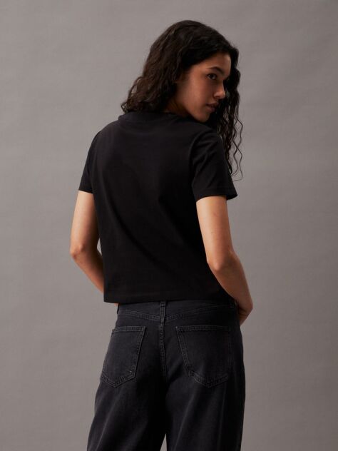 Black Cropped Monogram T-shirt  Women
