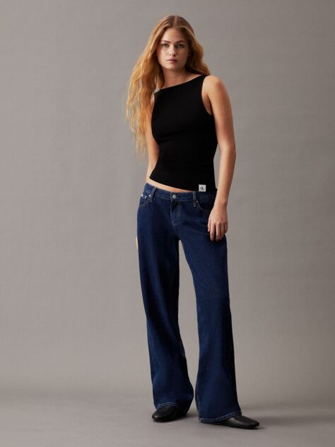 Black Slim Knit Open Back Tank Top  Women