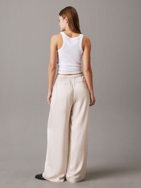 Beige Satin Relaxed Trousers  Women