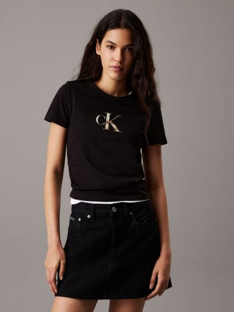 Black Slim Monogram T-shirt  Women