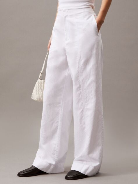 White Soft Cotton Linen Trousers  Women