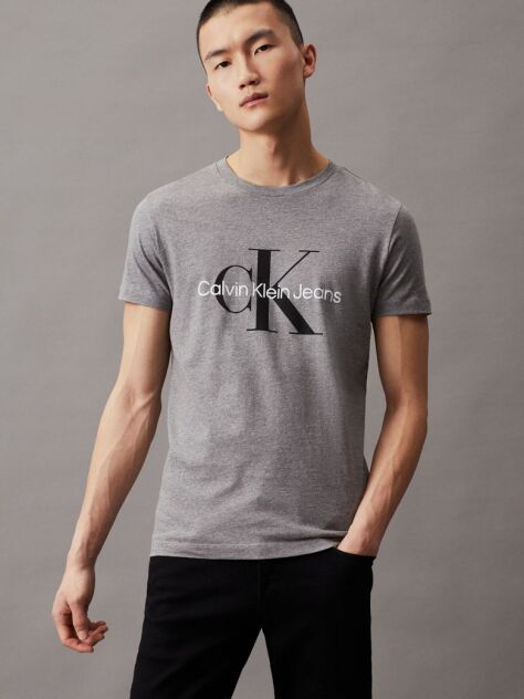 Grey Monogram Slim T-Shirt  Men