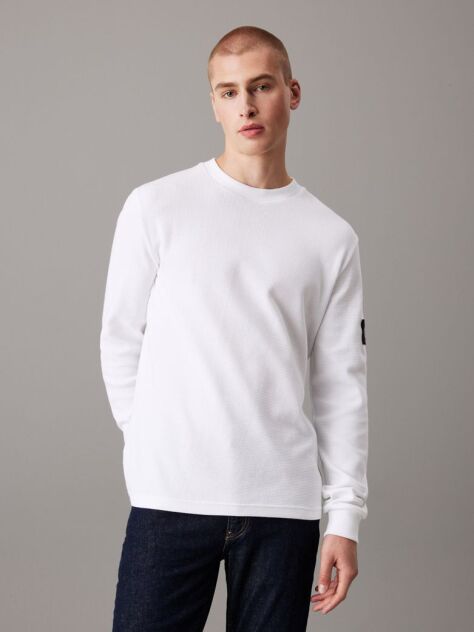 Λευκό Slim Μακρυμάνικο T-Shirt  Άνδρας