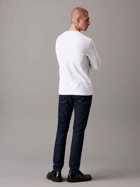 Λευκό Slim Μακρυμάνικο T-Shirt  Άνδρας