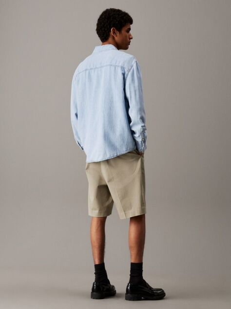 Denim Relaxed Cotton Linen Denim Shirt  Men