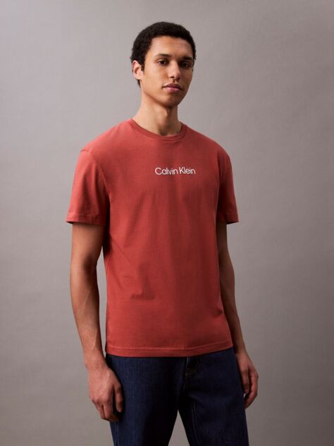 Red Cotton Logo T-shirt  Men