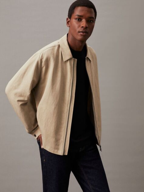 Beige Linen Lyocell Cotton Jacket  Men