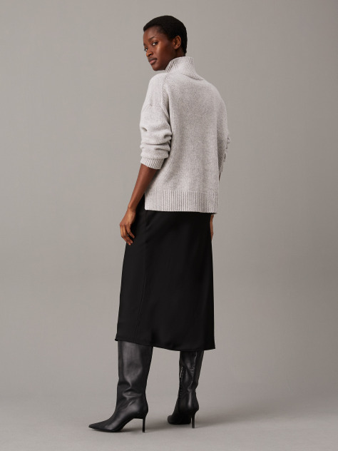 Black Slim Crepe Midi Skirt  Women