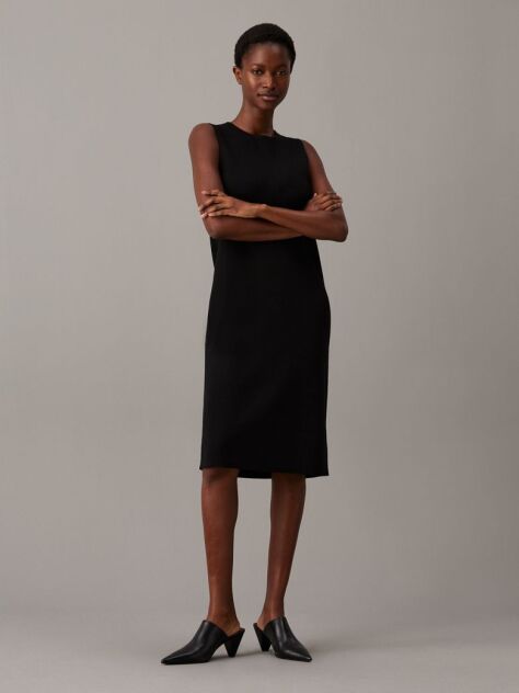 Black Slim Wool Shift Dress  Women