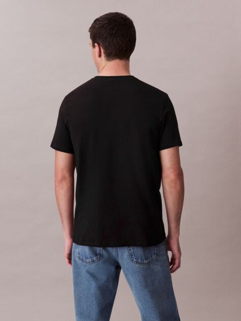 Μαύρο T-Shirt Με Κανονική Λαιμόκοψη  Άνδρας