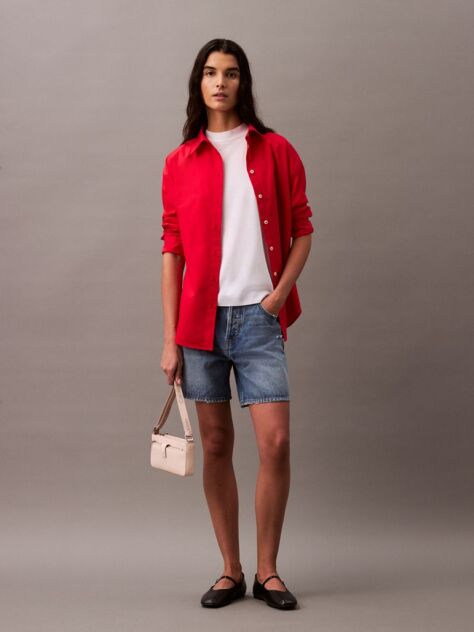 White Lyocell Mock Neck T-Shirt  Women