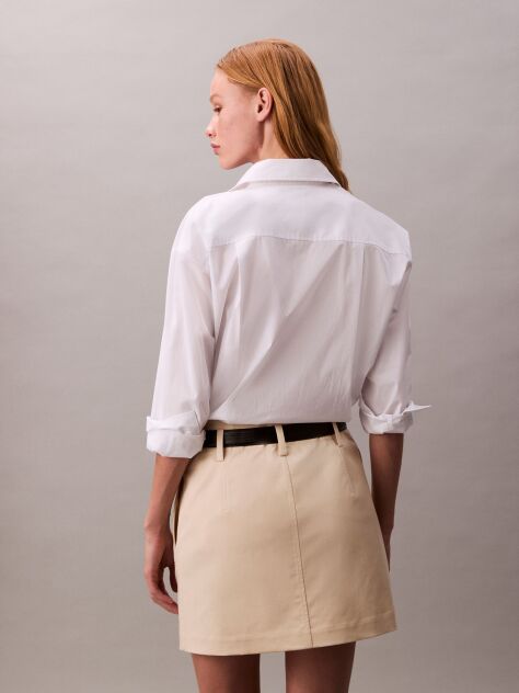 Beige Cotton Stretch Chino Mini Skirt  Women