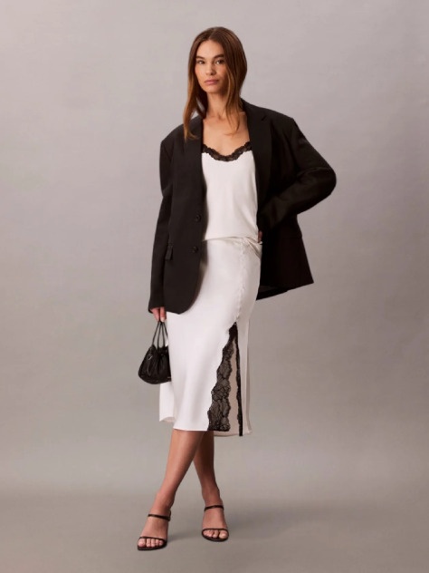 White Matte Shine Satin Skirt  Women