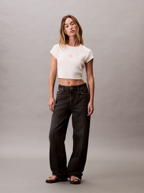 White Slim Cropped Monogram T-shirt  Women