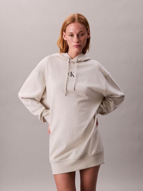 Beige Monogram Hooded Sweatshirt Dress  Women
