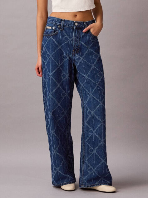 Denim Baggy Χαμηλόμεσο Τζιν Με Μονόγραμμα Παντού  Γυναίκα