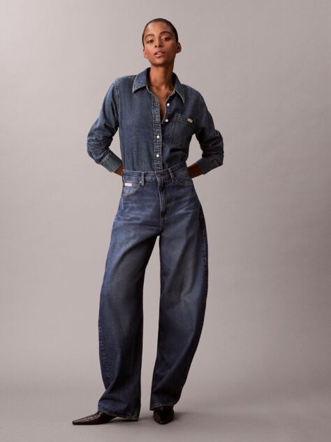 Denim Ψηλόμεσο Τζιν Με Barrel Εφαρμογή  Γυναίκα