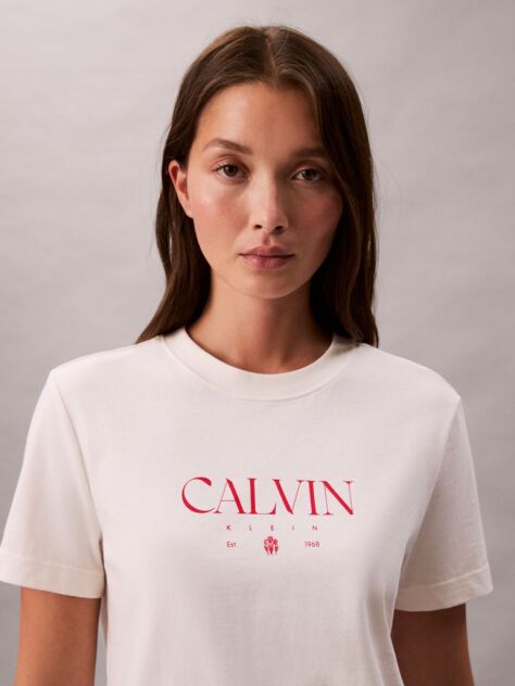 White Logo Graphic Slim T-Shirt  Women