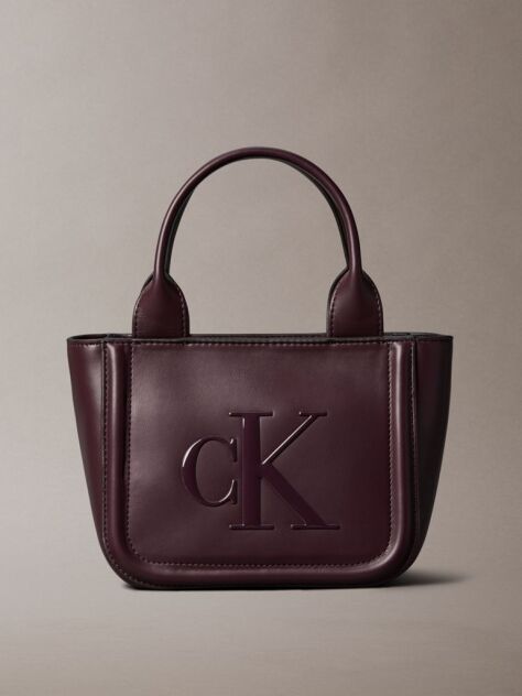 Red Embossed Monogram Logo Small Tote Bag  Women