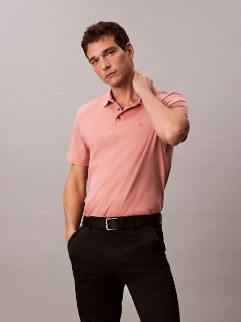Pink Pima Cotton Polo Shirt  Men