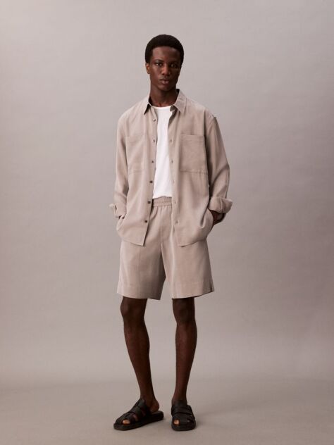 Beige Lyocell Relaxed Shirt  Men