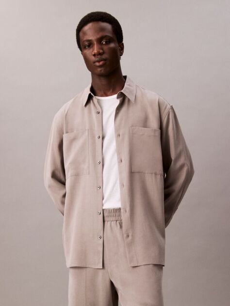 Beige Lyocell Relaxed Shirt  Men