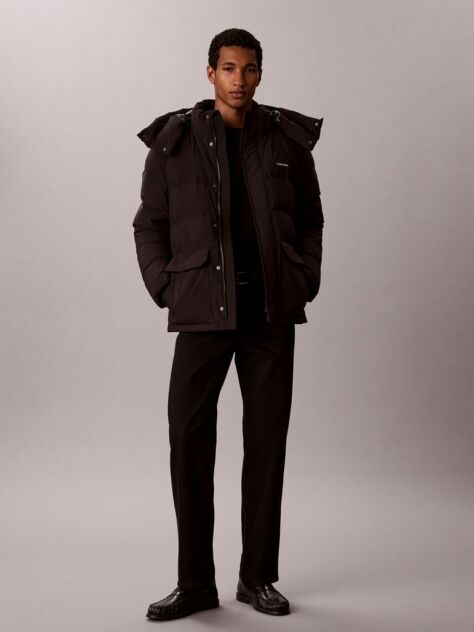 Black Relaxed Matte Puffer Jacket  Men