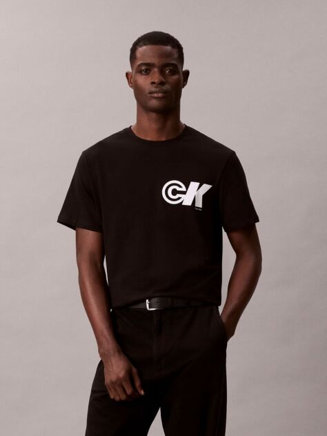 Black Sport Monogram Logo Graphic Classic T-Shirt  Men