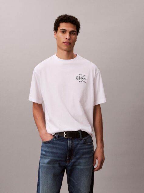 Λευκό Κοντομάνικο T-Shirt  Άνδρας