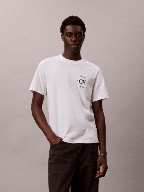 Λευκό  T-shirt Με Κεντητό Λογότυπο  Άνδρας