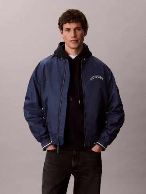 Μπλε Bomber Τζάκετ Με Varsity Λογότυπο  Άνδρας