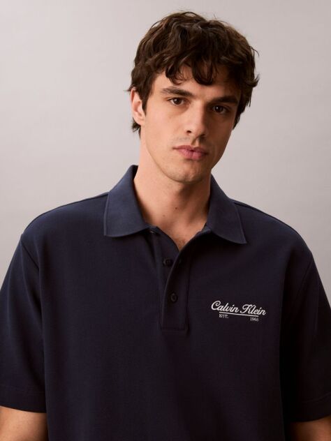 Blue Embroidered Logo Polo Shirt  Men
