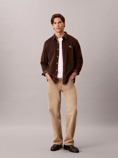 Brown Cotton Corduroy Shirt  Men