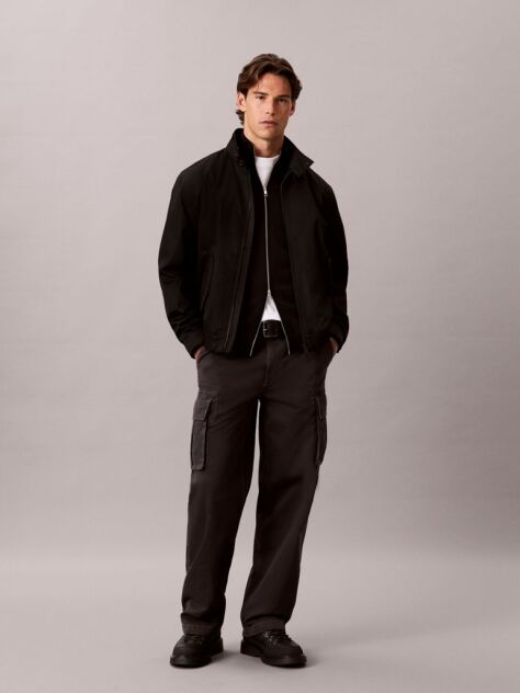 Grey Relaxed Cotton Twill Cargo Trousers  Men