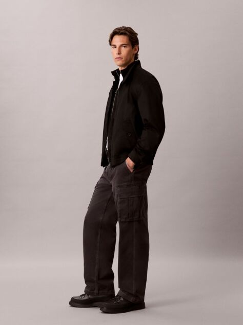 Grey Relaxed Cotton Twill Cargo Trousers  Men