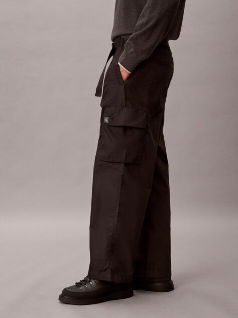 Black Relaxed Ripstop Cargo Trousers  Men
