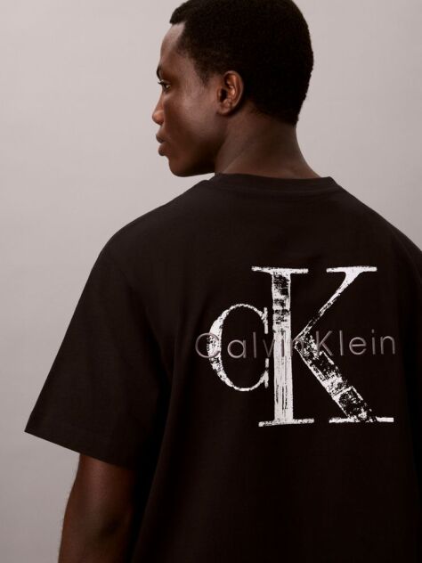 Black Shortsleeve Monologo Back Graffiti T-Shirt  Men