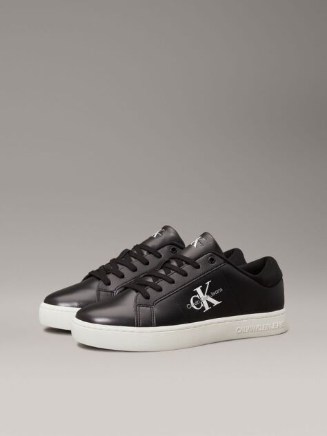 Black Leather Trainers  Men