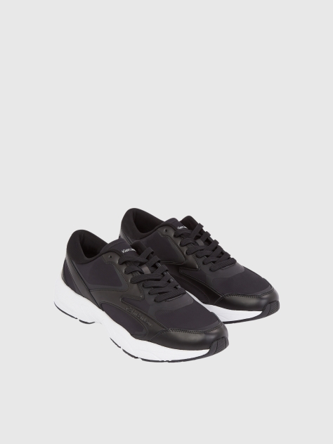 Black Retro Tennis Low Multilayer Trainers  Men
