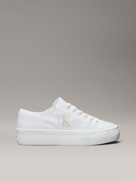 White Canvas Platform Sneakers  Women