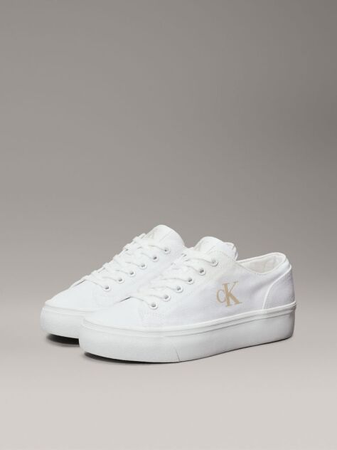 White Canvas Platform Sneakers  Women