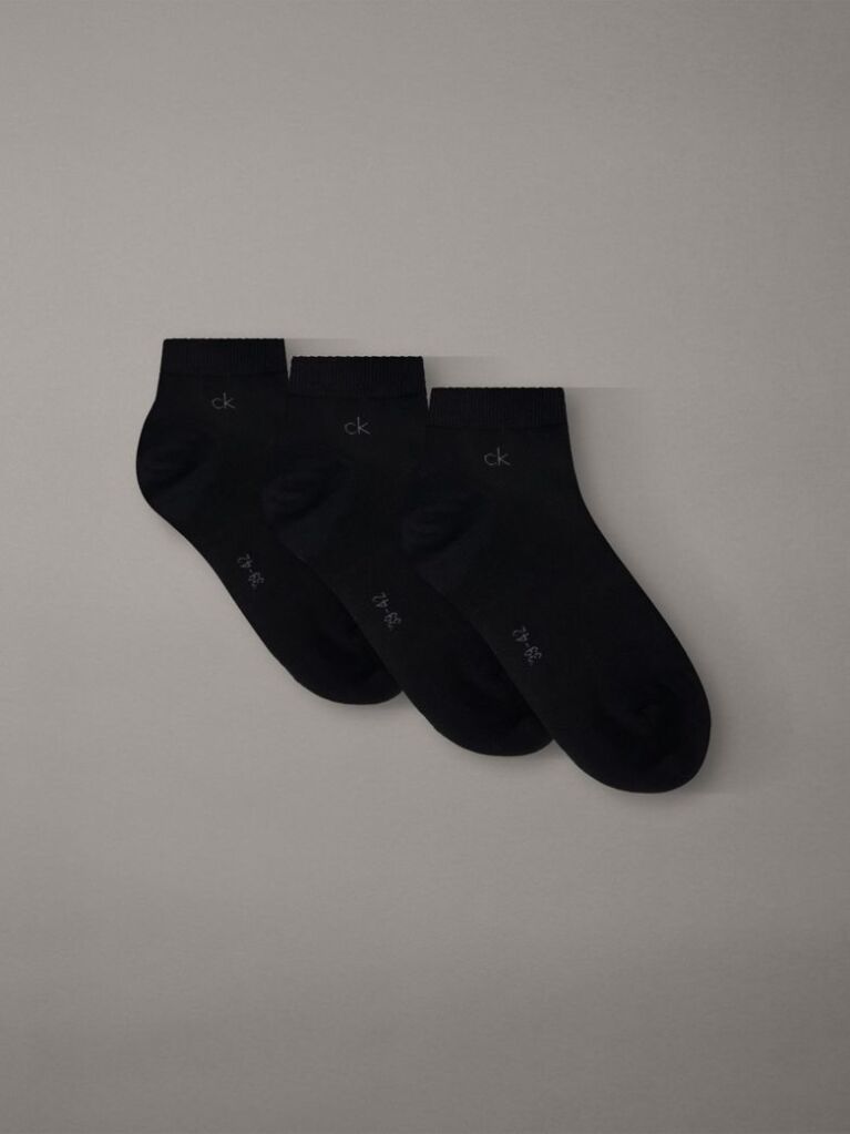 Black 3 Pack Soft Cotton Stretch Ankle Socks  Men
