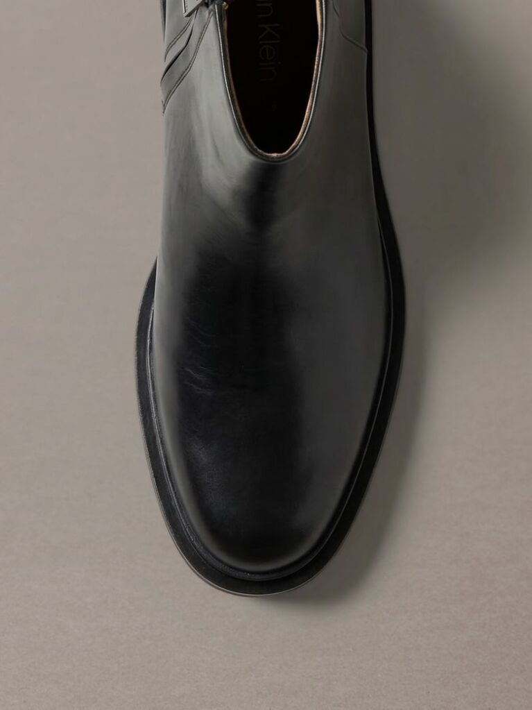 Black Leather Zip Ankle Boots  Men