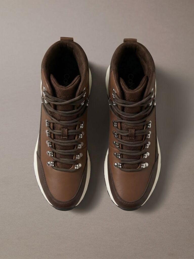 Brown Leather Hybrid Hike Runner Boots  Men