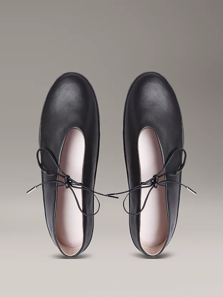Black Leather Mary Jane Ballerinas  Women