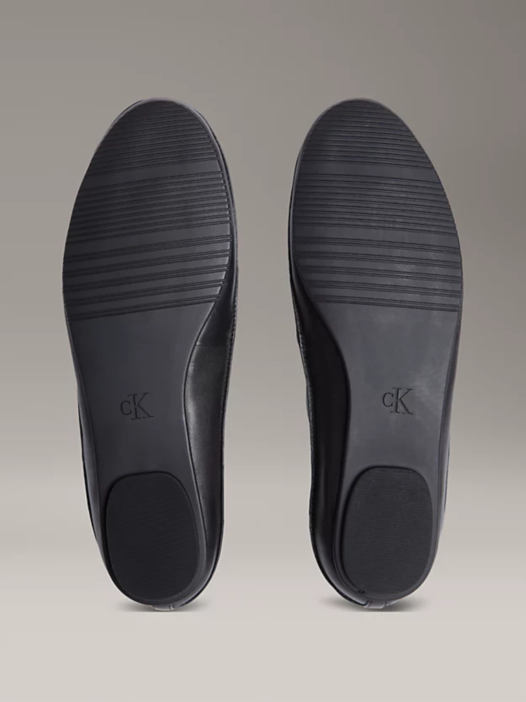 Black Leather Mary Jane Ballerinas  Women