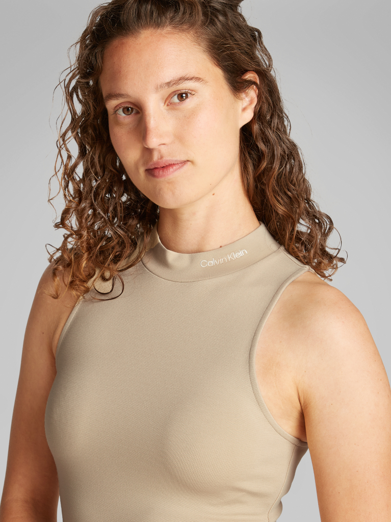 Beige Logo Elastic Milano Dress  Women