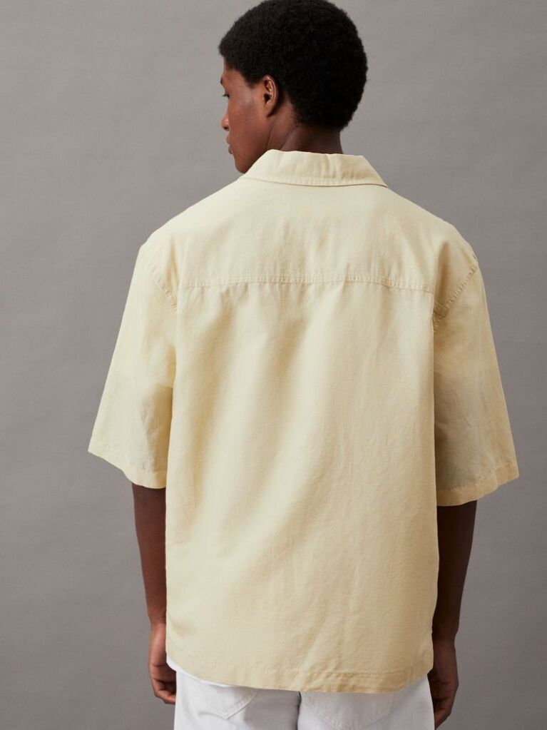Green Linen Cotton Short Sleeve Shirt  Men